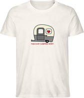 Grappig Heren en Dames T Shirt - Mijn Kampeer Shirt - Vintage Wit - M