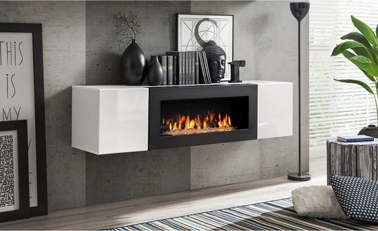 FLY SBK TV-meubel met open haard - wit - Verschillende kleuropties - Elegant en praktisch