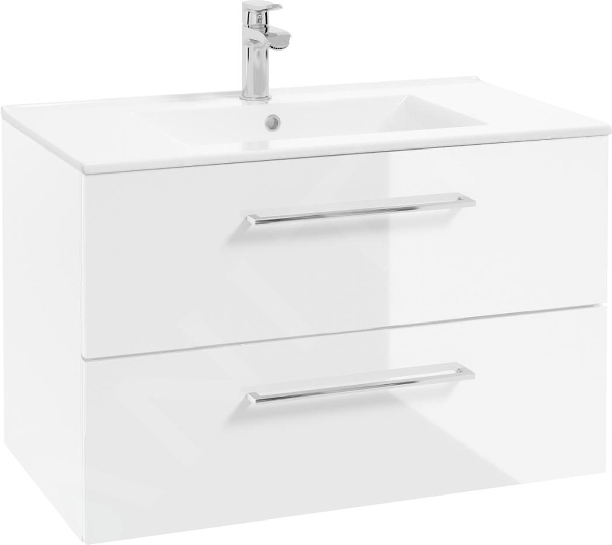 kielle Vega - Wastafelkast met wastafel, 80x50x46 cm, 2 laden, glanzend wit 50018S80