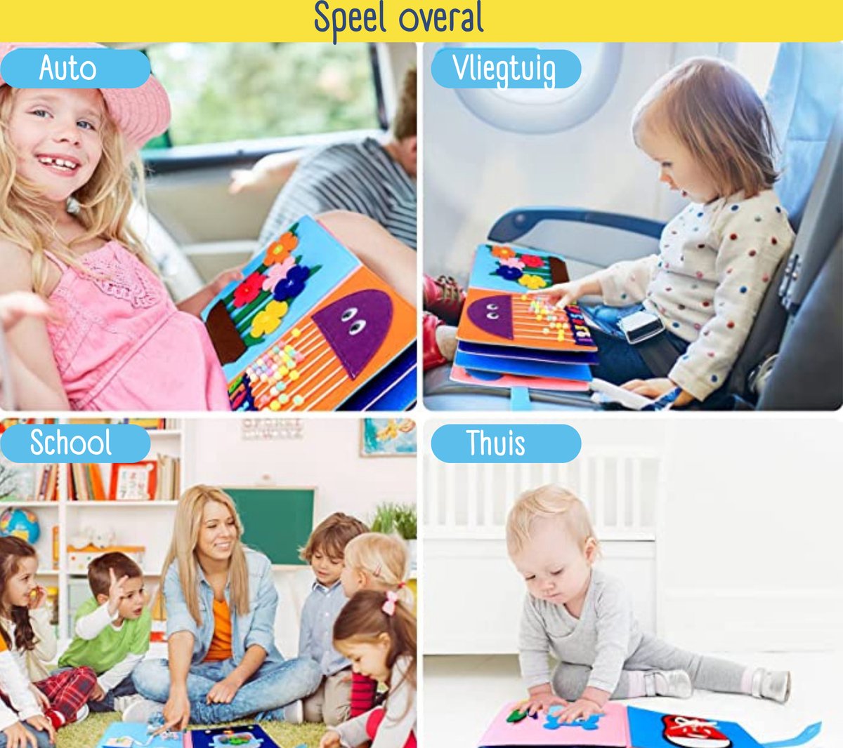 Montessori Busy Board Boek EXTRA GROOT XXL - 23 Pagina's Speelplezier -Montessori Activiteitenboek - Sensorisch Speelgoed - Motoriek Speelgoed 2 jaar - 3 jaar - 4 jaar - Activiteiten Boek - Quiet Book — afbeelding 3