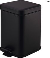 Poubelle à pédale Luxe - noir mat - 3 L - 3 litres - WC - salle de bain - cuisine - bureau - chambre - 16 x 16 x 27 cm
