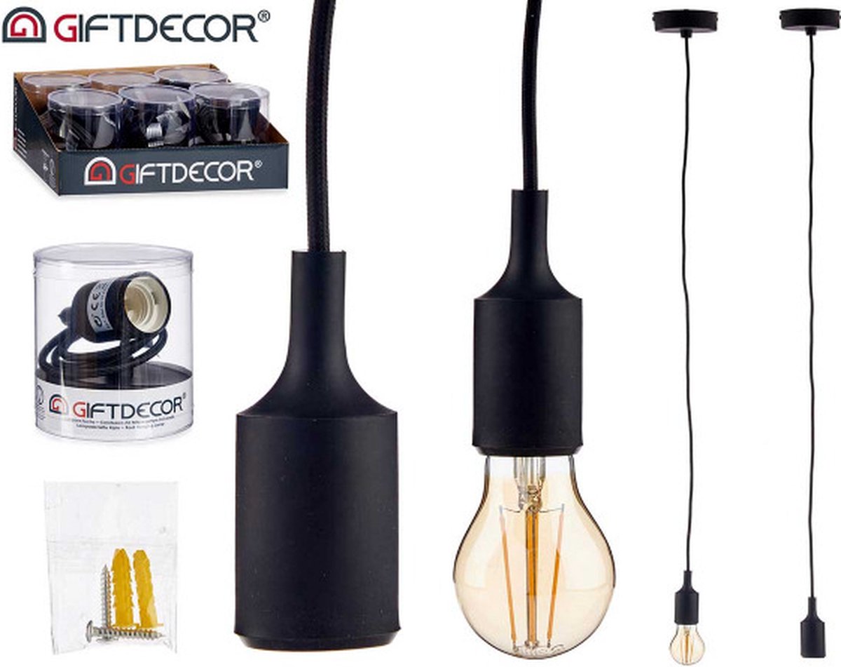 Giftdecor Lamphouder - Hanglamp - 9,7 X 12 Cm E27 Zwart 6-delig