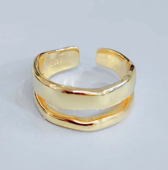 Leerella Dazzling Dames Verstelbare Ring 925 Sterling Verfijnde Verfraaiing in Goud, Stralend in Stijl en Veelzijdigheid Verjaardag Moederdag - Leerella