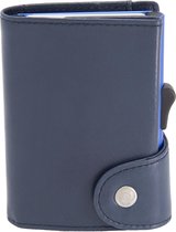 XL Leren Pasjeshouder C-secure, Ruimte voor 8 tot 12 passen, Luxe heren portemonnee met aluminium cardprotector, RFID beveiliging, Uitschuifbare Smart Wallet voor mannen en vrouwen (blauw)