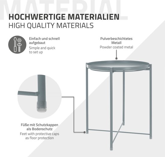 Table d'appoint ronde avec plateau 45x52 cm Blauw Metal ML- Design