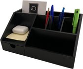 Q- Living Desk Organizer Bamboe - Organisateur de Maquillage - Pen Tray With Drawer - Desk Organizer - Desk Tray - Stylos Crayons Ciseaux - Bamboe Zwart
