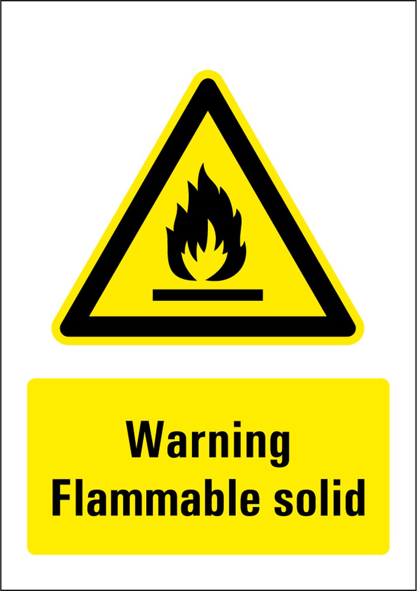 Warning flammable solid sticker 297 x 420 mm
