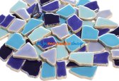 Mozaïek puzzelsteentjes keramiek - mix blauw; 500 gram