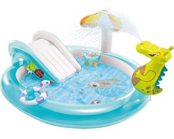 StayPowered Kinderzwembad - Verander je Achtertuin in een Betoverend Zomerparadijs! - Krokodil, Glijbaan en Sproeier - 2 Maanden of Ouder - Blauw - Levering Sneller dan Aangegeven!