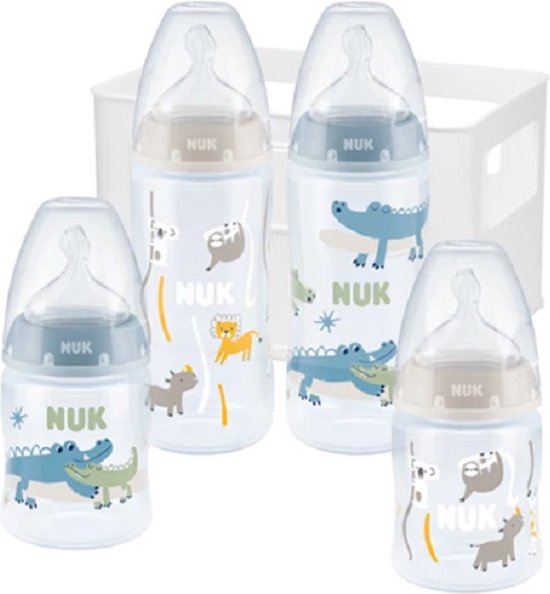 NUK First Choice+ , Biberon Blauw , 0-6 mois, contrôle de température,  valve