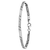 Lucardi Dames Armband mat/glans met zirkonia - Echt Zilver - Armband - Cadeau - Moederdag - 18 cm - Zilverkleurig