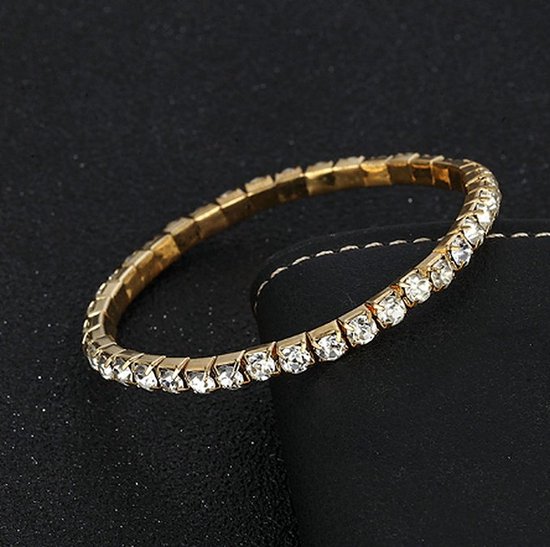 TVR-Wares® | Kristal armband goud | Elastisch - TvR-Wares