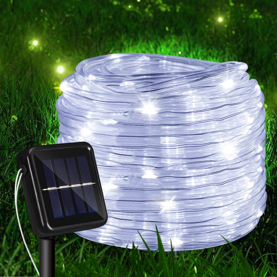Solar Tuinverlichting op Zonneenergie - 200 LED Lichtsnoer Buiten - 20 m - Fairy Lights - Buitenverlichting Lichtslinger - Lichtsnoeren- wit 20M