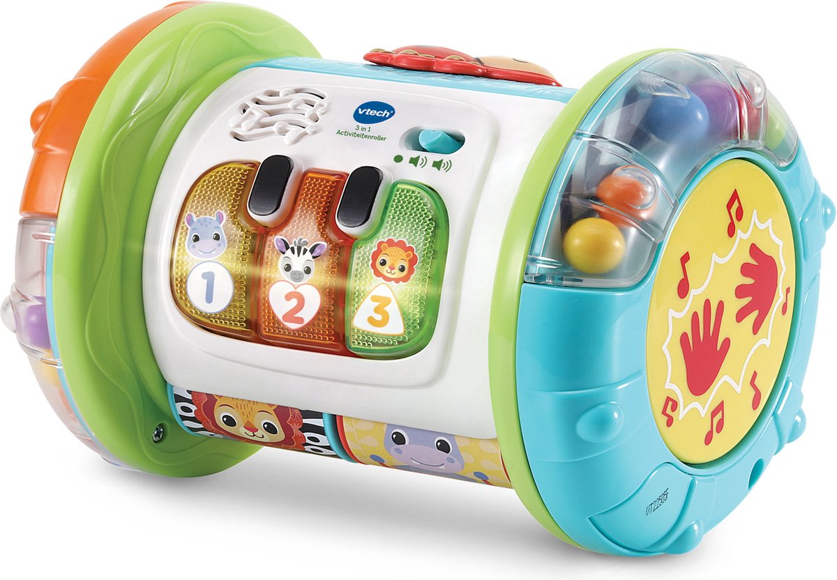 VTech Baby 3-in-1 Kruiprol - Educatief Speelgoed - Activiteitenroller met Lichts- en Geluidseffecten - Cadeau - Baby Speelgoed 9 Maanden