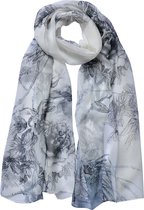 Juleeze Écharpe imprimée pour femmes 50x160 cm Gris Fleurs