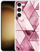 Cazy Hoesje geschikt voor Samsung Galaxy S23+ Roze Marmer Mix