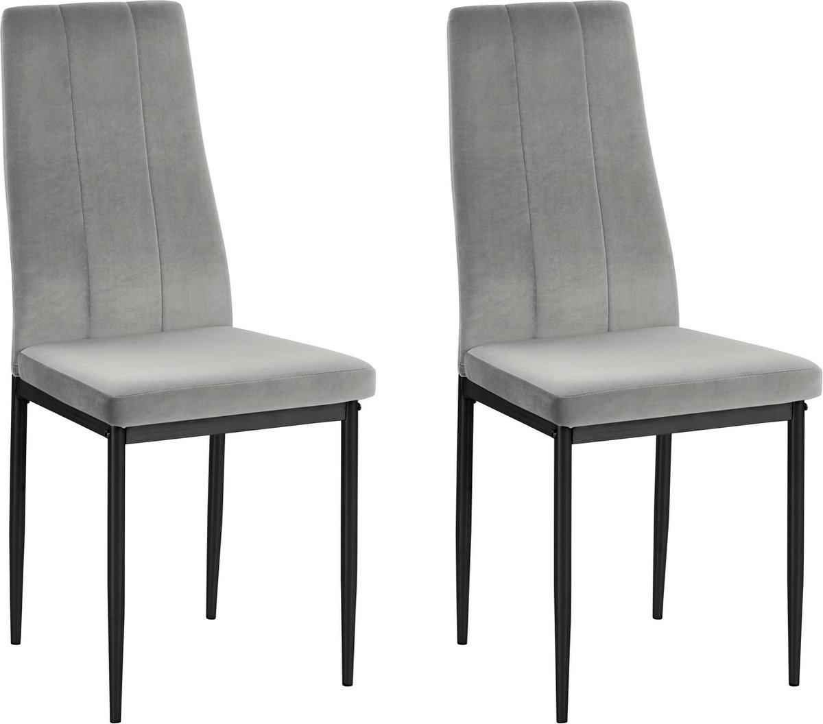Notio Living Kelly-Eetkamerstoel - Lichtgrijs Fluweel - Set van 2
