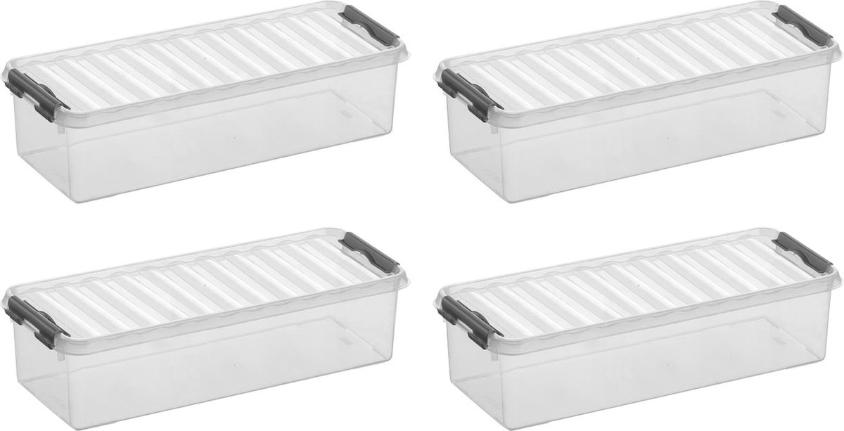 Sunware - Q-line opbergbox 35L - Set van 4 - Transparant/grijs