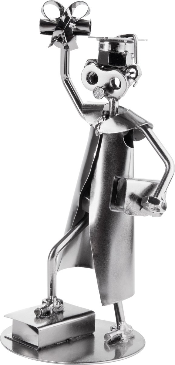BRUBAKER Schroef Man - Met afstudeer hoed- Handgemaakt Metaal - Graduation - Examen - Geslaagd - Cadeau Idee voor Afstuderen - Bachelor Master