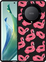 Cazy Hoesje Zwart geschikt voor Honor Magic5 Lite Inflatable Flamingos