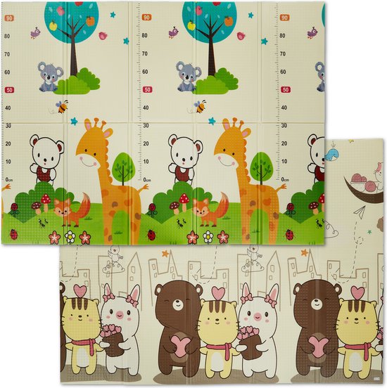 speelmat dieren - opvouwbaar - 195x146 cm - afwasbaar - schuimstof - kruipmat bay