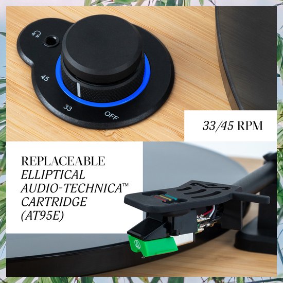 House of Marley Stir It Up Lux Bluetooth Platenspeler - Ingebouwde Voorversterker - Vinyl - Auto-stop - Audio Technica - FSC goedgekeurd Bamboe hout - Anti Skating - Gemaakt van Duurzame Materialen — afbeelding 4