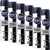 Bol.com NIVEA MEN Invisible for Black & White Power Deodorant Spray - 6 x 200ml - Voordeelverpakking aanbieding
