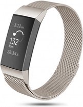 Strap-it Luxe Milanese band - geschikt voor Fitbit Charge 3 / Fitbit Charge 4 - sterrenlicht - Maat: Maat L