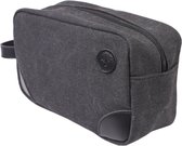 Yakfield - Toilettas - Kado man - Heren - Vintage Black - Canvas - Zwart - Grijs- extra binnenvak - 25x14x10 cm