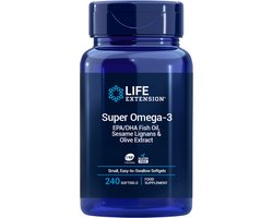 Life Extension, Super Omega-3 EPA/DHA met Sesam Lignans & Olijf Fruit Extract - 240 Kleine Softgel Capsules, Makkelijk door te Slikken - Visolie - Voedingssupplement