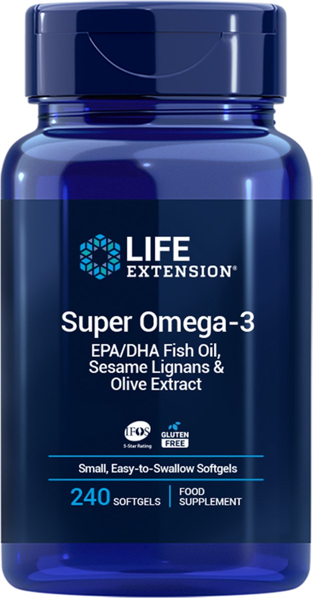 Goedkoopste Life Extension, Super Omega-3 EPA/DHA met Sesam Lignans & Olijf Fruit Extract - 240 Kleine Softgel Capsules, Makkelijk door te Slikken - Visolie - Voedingssupplement