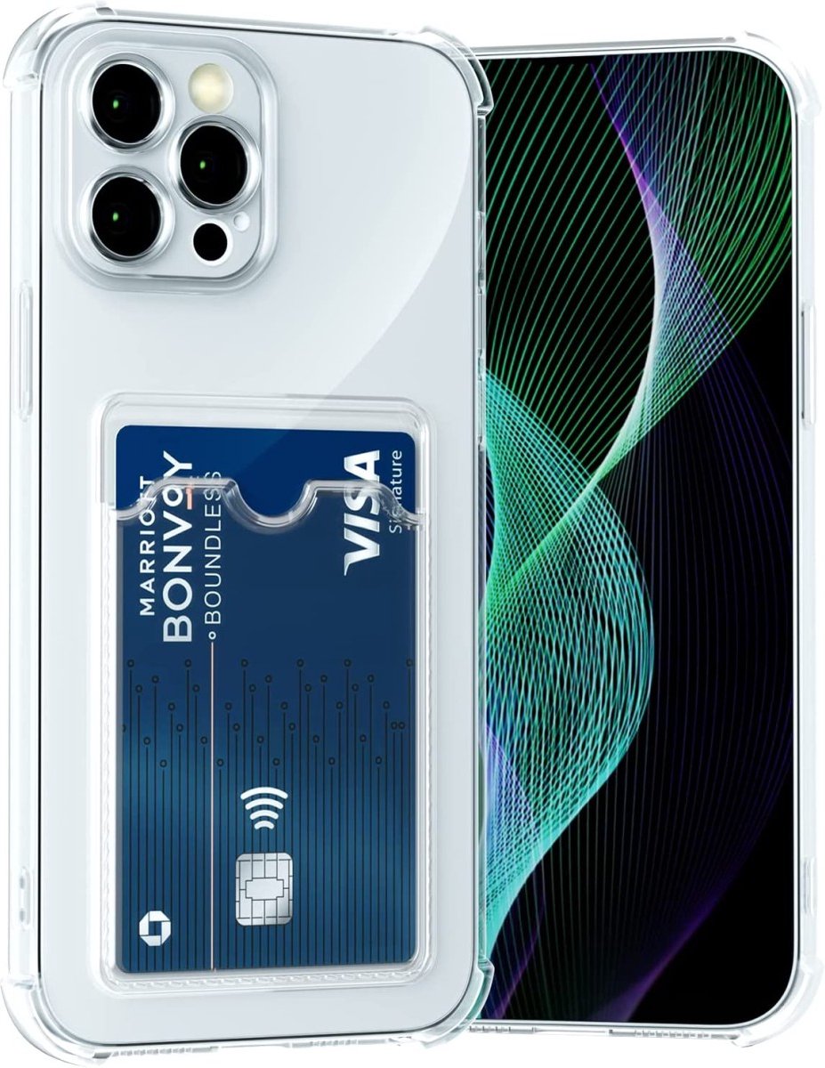 Backcover met Pashouder – Geschikt voor Samsung Galaxy S23 – Transparant – Anti Shock Siliconen Hoesje