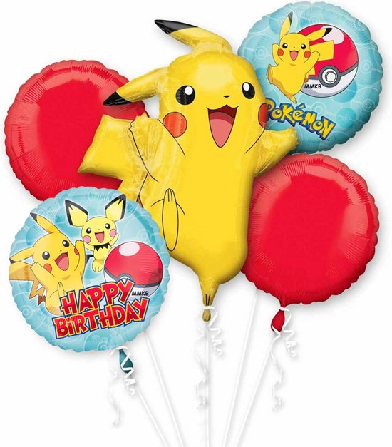 Pokémon - Set de Ballon Happy anniversaire - 5 pièces - Ballon à l'hélium -  Ballon en