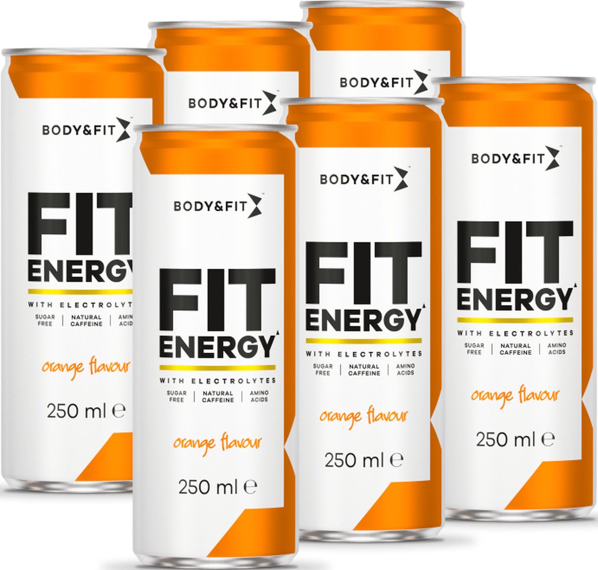 Goedkoopste Body & Fit FIT Energy Drink - Orange - 6 Blikjes - Hypotone Sportdrank met Elektrolyten en BCAA - 1500 ml