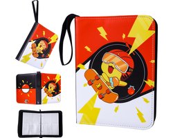 foto van Buxibo Verzamelmap Geschikt voor Speelkaarten - Verzamelalbum met Rits - 4 Pocket Map Binder Houder - Opbergmap voor 400 Kaarten - Skateboard