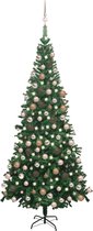 vidaXL - Kunstkerstboom - met - verlichting - en - kerstballen - L - 240 - cm - groen