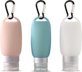 Bol.com Besylo siliconen reisfles lekvrije siliconen reisflessen set draagbare navulbare fles cosmetische flessen met karabijnha... aanbieding