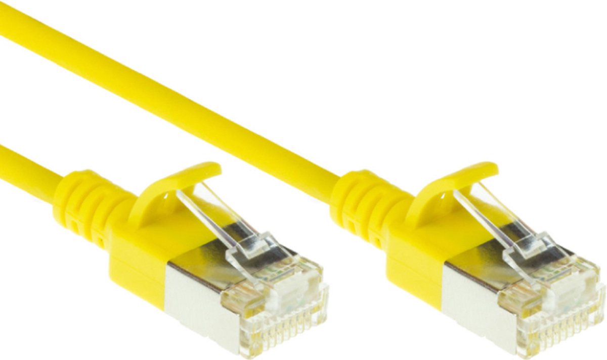 Image of ACT Gele 2 meter LSZH U/FTP CAT6A datacenter slimline patchkabel snagless met RJ45 connectoren DC7802