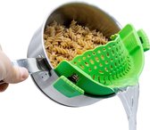 Siliconen hangende keukenzeef / zeef voor pasta, groenten, fruit (groen)