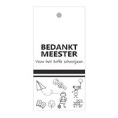 Luxe Bloemenkaartje - Wenskaartje - Cadeaukaart - Wit - Bedankt Meester - Met boorgaatje - 20 Stuks