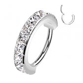 Piercing ring facing CZ's vierkant 1.2x10