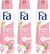 Fa Deospray Natural And Pure Rose - Voordeelverpakking 3 x 150 ml