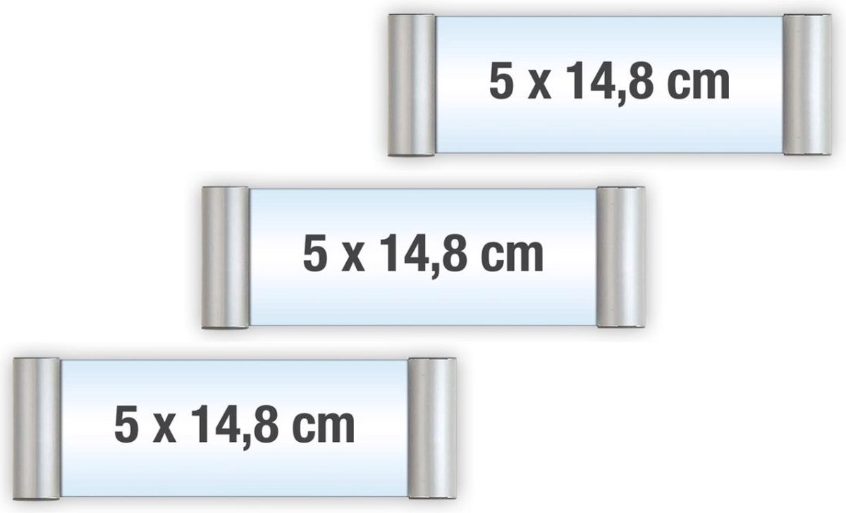 3 pack/Bewegwijzeringsborden met Klikprofiel /formaat 5x14.8cm/wegwijs bordjes/aluminium deurbordjes/naambordje kantoor/route bordje/aanwijs bordje/zelfklevend/verwijs bord/ informatie bord.