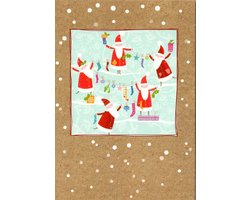 20 Luxe Kerstkaarten / Wenskaarten - ''Kerstman Met Dieren'' - Inclusief Enveloppen - Geïllustreerd - 2024 - FSC®