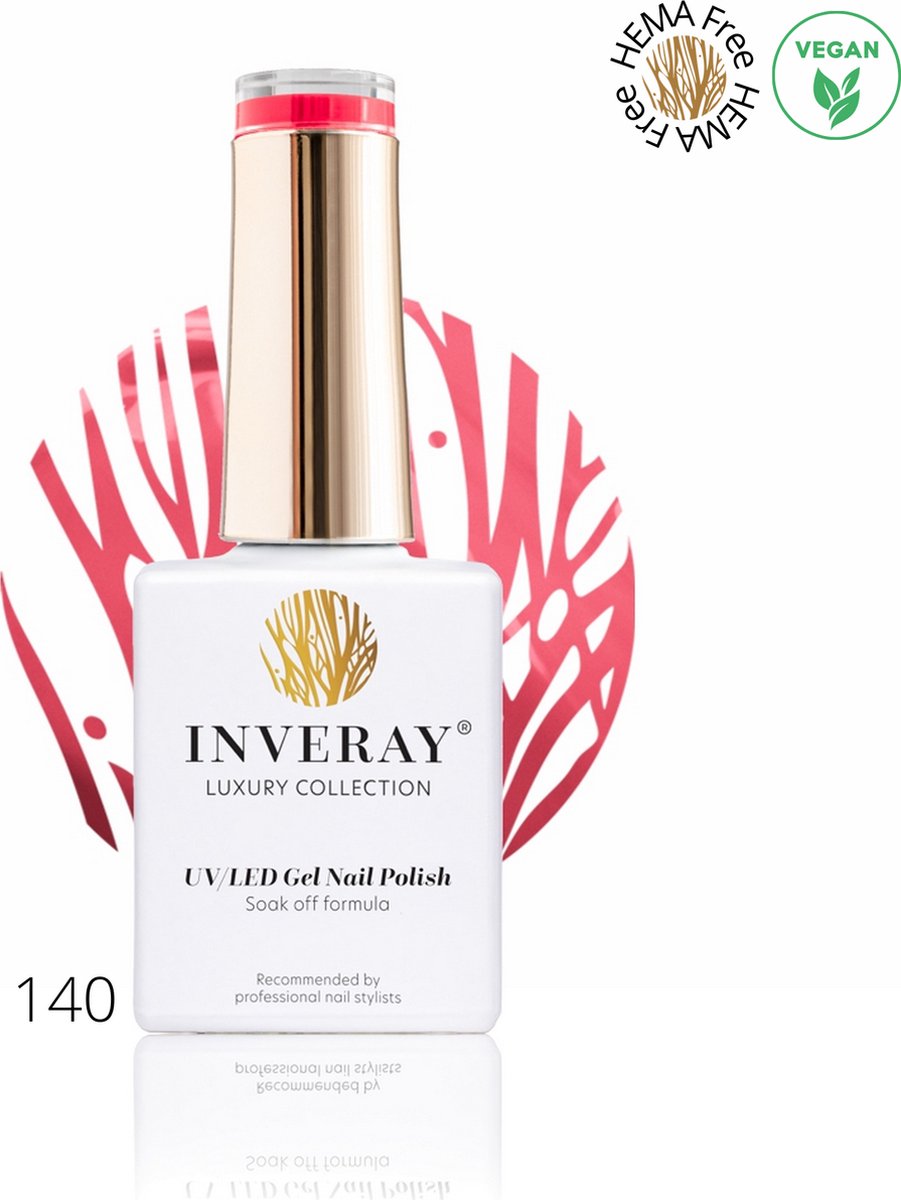 Inveray Gellak - UV/Led - Gel Polish Nr. 140 - Coral - Prof. Gelpolish - HEMA 12 free - Vegan