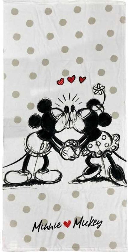 Disney Minnie Mouse - Strandlaken - 140 x 70 cm. - Minnie en Mickey - Badhanddoek - sneldrogend