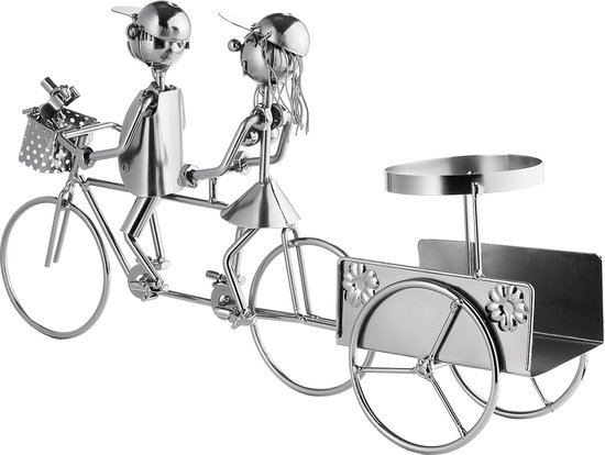 BRUBAKER Porte-bouteille couple sur vélo tandem sculpture en métal avec  carte cadeau