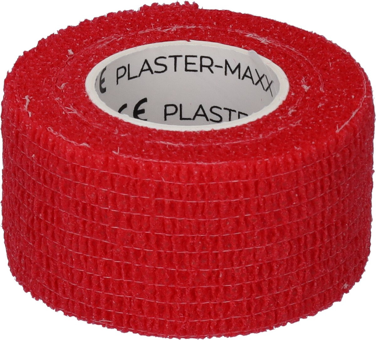 Goedkoopste Plastermaxx de hypoallergene elastische pleister ( rood ) zonder lijm. De ideale pleister voor handen en voeten. Waterbestendig, rekbaar, latex vrij, voor wandelaars, absorbeert bloed, afscheurbaar, 450cm x 2,8cm, top voor thuis of op reis vakantie