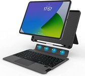 iPadspullekes - Apple iPad Pro (2024/2022/2021/2020/2018) Toetsenbord Hoes - Bluetooth Magnetisch Smart Folio Keyboard Case - met Touchpad Muis en Verlichting - QWERTY - Zwart