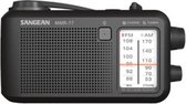 Sangean MMR-77 Outdoorradio VHF (FM), Middengolf Noodradio Handslinger, Spatwaterbestendig, Zaklamp, Oplaadbaar Zwart